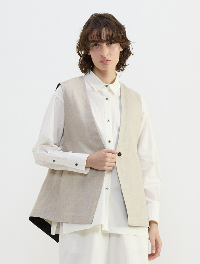 リネンオックスデザインベスト 詳細画像 ベージュ 1