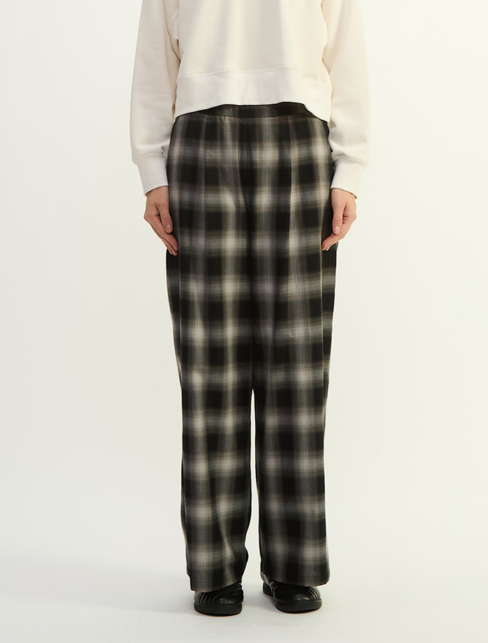 オンブレチェックワイドストレートパンツ 詳細画像 ブラック×ライトグレー 2