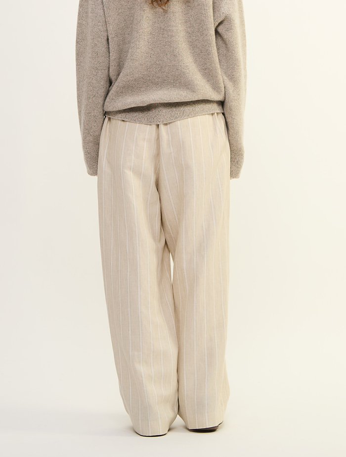 ヘンプコットンストライプストレートパンツ 詳細画像 ベージュ 4