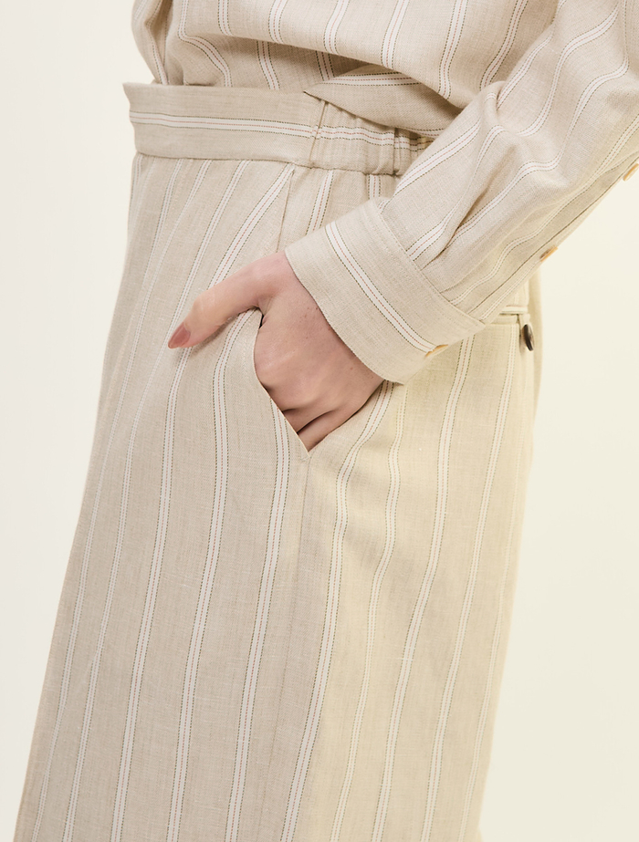 ヘンプコットンストライプストレートパンツ 詳細画像 ベージュ 6