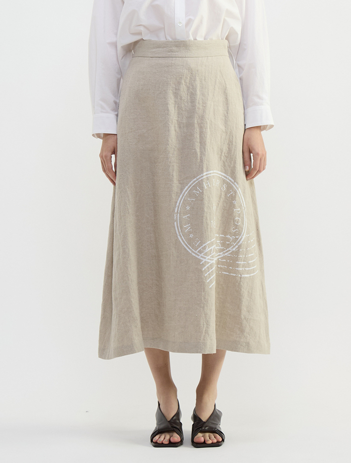 ナチュラルリネンワッシャーAラインスカート 詳細画像 ベージュ 2