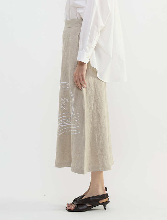 ナチュラルリネンワッシャーAラインスカート 詳細画像 ベージュ 3