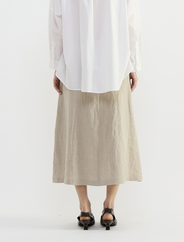 ナチュラルリネンワッシャーAラインスカート 詳細画像 ベージュ 4