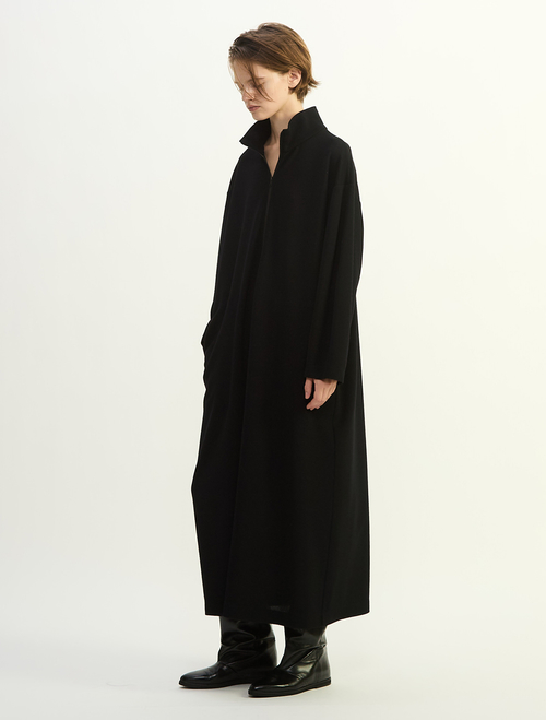 ウールミニワッフルハーフジップドレス