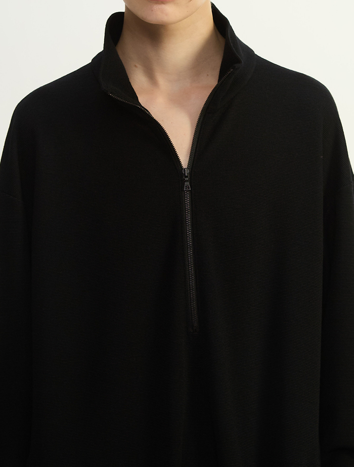 ウールミニワッフルハーフジップドレス 詳細画像 ブラック 5