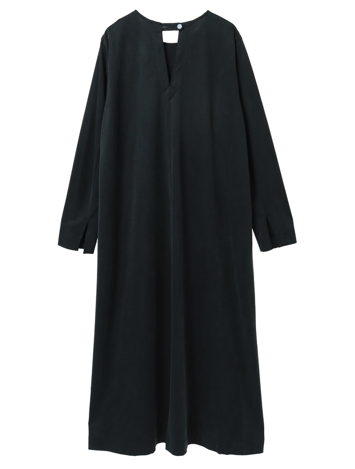 キュプラジャージストレートロングワンピース 詳細画像 ブラック 2