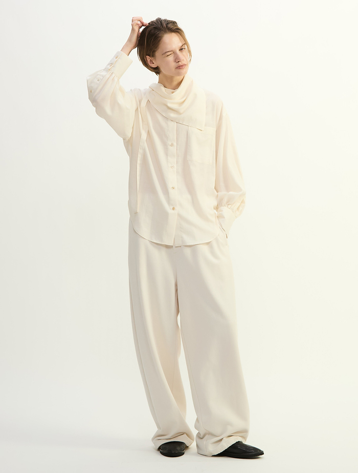 ソフト裏毛スウェットスラックスパンツ 詳細画像 アイボリー 1