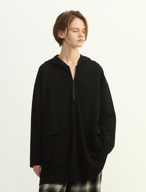 ウールミニワッフルハーフジップフーディ