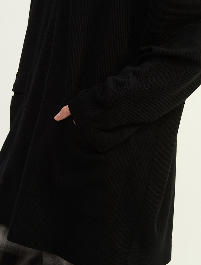 ウールミニワッフルハーフジップフーディ 詳細画像 ブラック 6