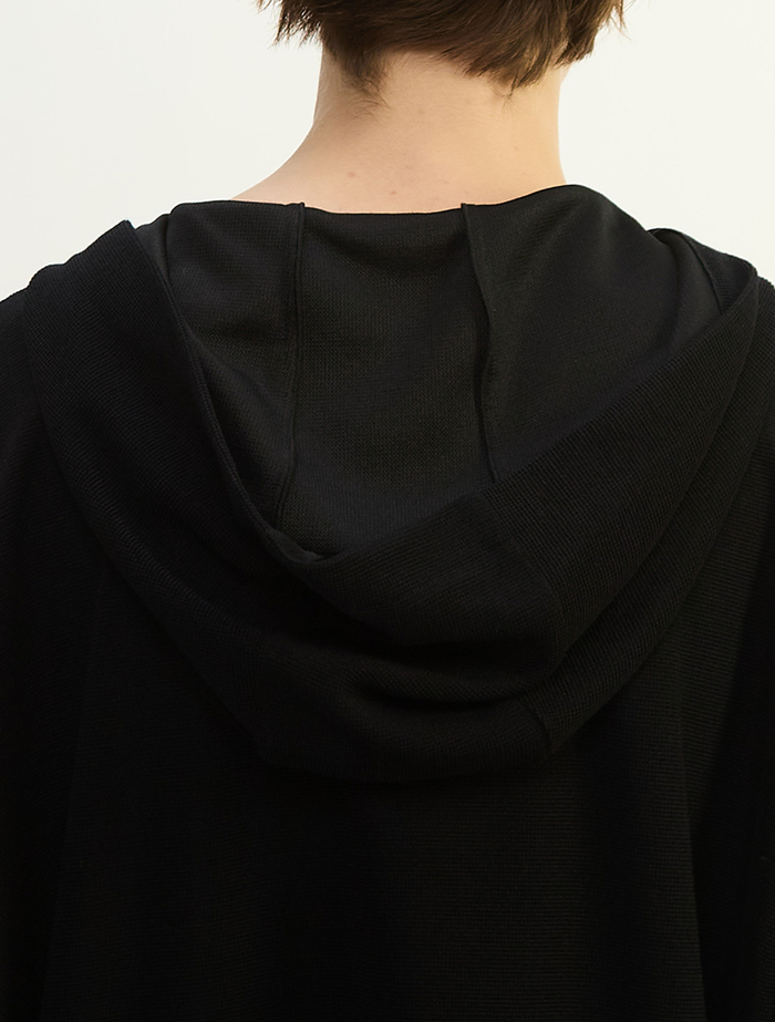 ウールミニワッフルハーフジップフーディ 詳細画像 ブラック 7