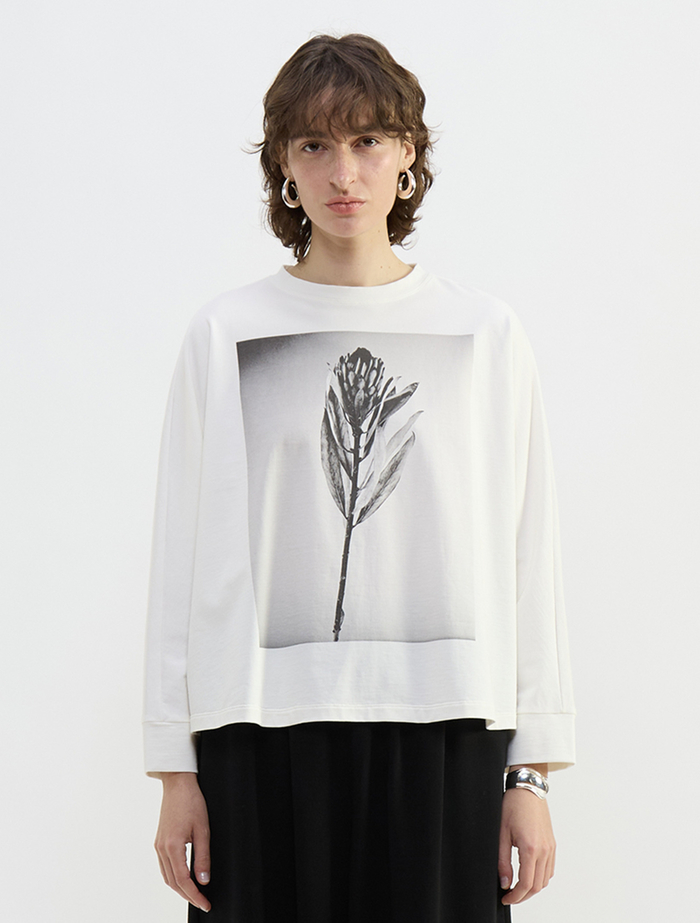 フォトプリントドルマンスリーブロングT-シャツ 詳細画像 ホワイト&times;ブラック 2