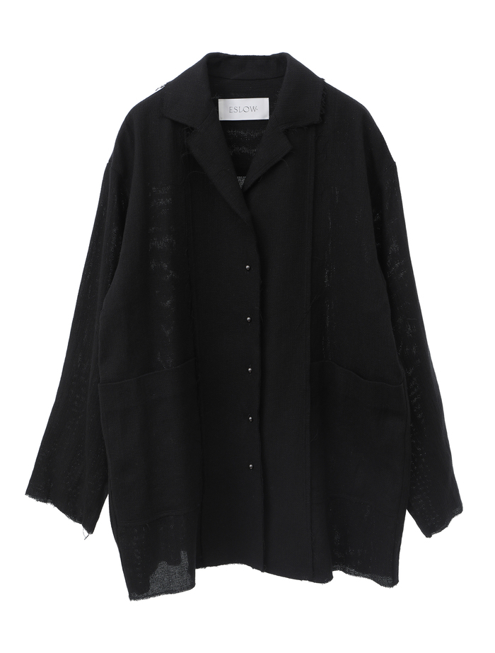 【ESLOW/エスロー】LINEN PANAMA CHORE JACKET 詳細画像 ブラック 1