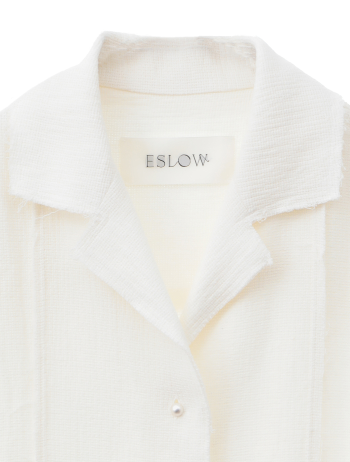 【ESLOW/エスロー】LINEN PANAMA CHORE JACKET 詳細画像 ホワイト 3