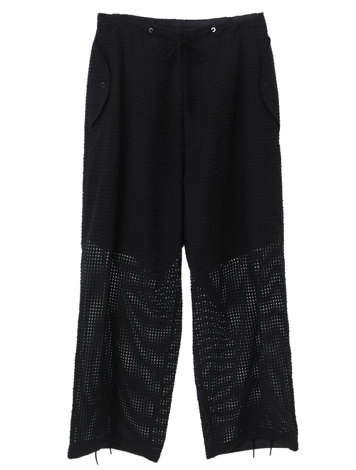 【ESLOW/エスロー】SHEERED GINGHAM PARACHUTE PANTS