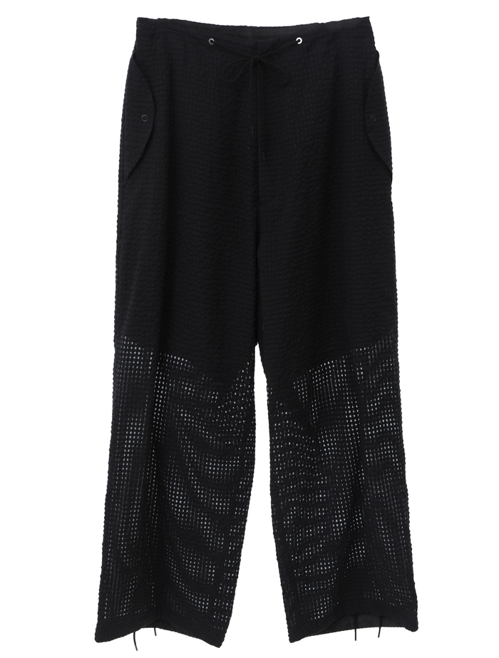 【ESLOW/エスロー】SHEERED GINGHAM PARACHUTE PANTS 詳細画像 ブラック 1