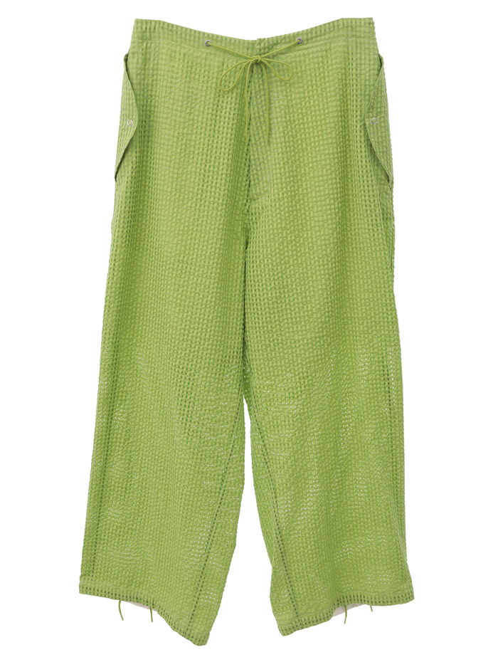 【ESLOW/エスロー】SHEERED GINGHAM PARACHUTE PANTS 詳細画像 アップルグリーン 1