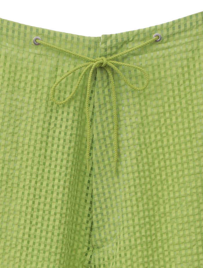 【ESLOW/エスロー】SHEERED GINGHAM PARACHUTE PANTS 詳細画像 アップルグリーン 3