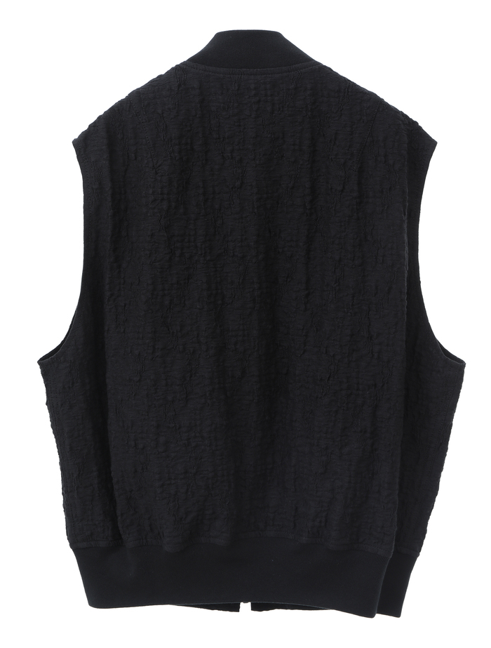【ESLOW/エスロー】RASCHEL JAQUARD SLEEVELESS MA-1 詳細画像 ブラック 2