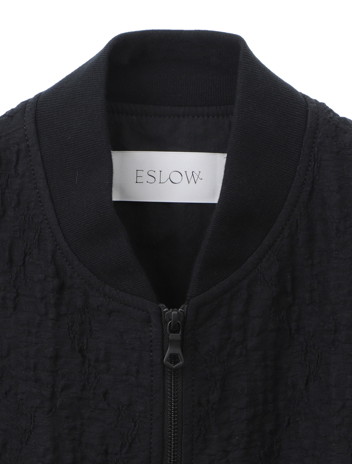 【ESLOW/エスロー】RASCHEL JAQUARD SLEEVELESS MA-1 詳細画像 ブラック 3