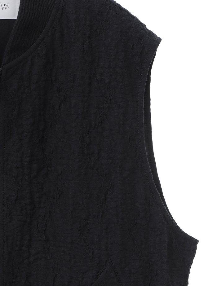【ESLOW/エスロー】RASCHEL JAQUARD SLEEVELESS MA-1 詳細画像 ブラック 4