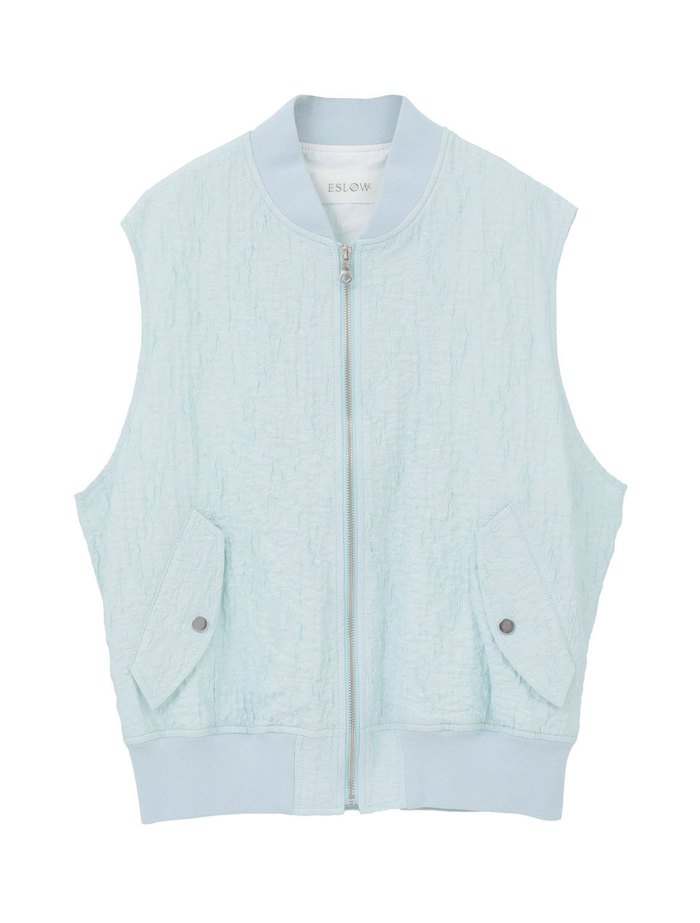 【ESLOW/エスロー】RASCHEL JAQUARD SLEEVELESS MA-1 詳細画像 ミントブルー 1