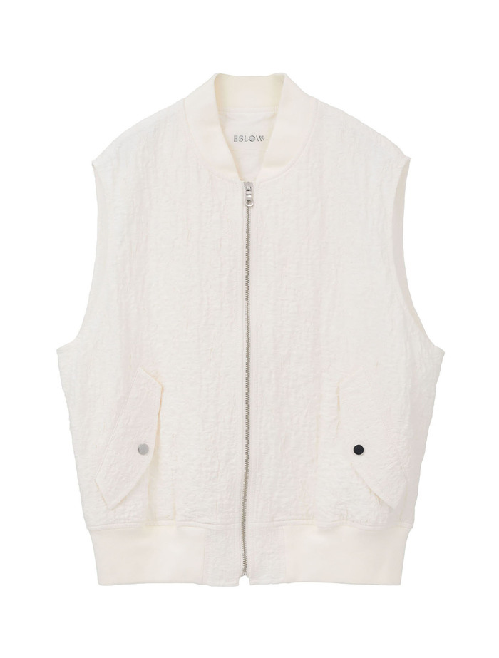 【ESLOW/エスロー】RASCHEL JAQUARD SLEEVELESS MA-1 詳細画像 オフホワイト 1