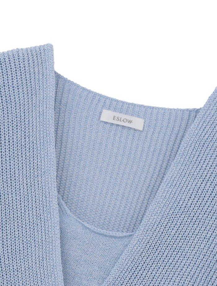 【ESLOW/エスロー】PAPER COTTON KNIT LAYERED TOP 詳細画像 サックスブルー 3