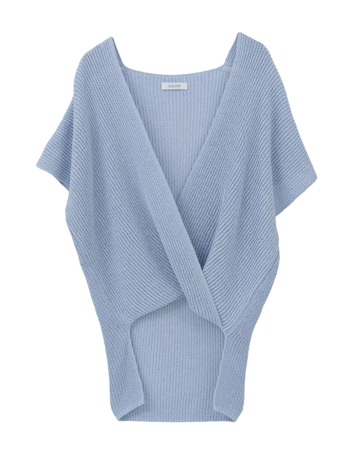 【ESLOW/エスロー】PAPER COTTON KNIT LAYERED TOP 詳細画像 サックスブルー 6