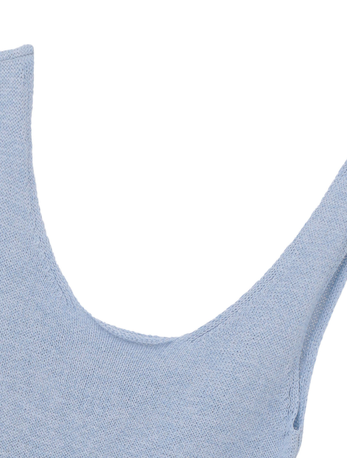 【ESLOW/エスロー】PAPER COTTON KNIT LAYERED TOP 詳細画像 サックスブルー 8