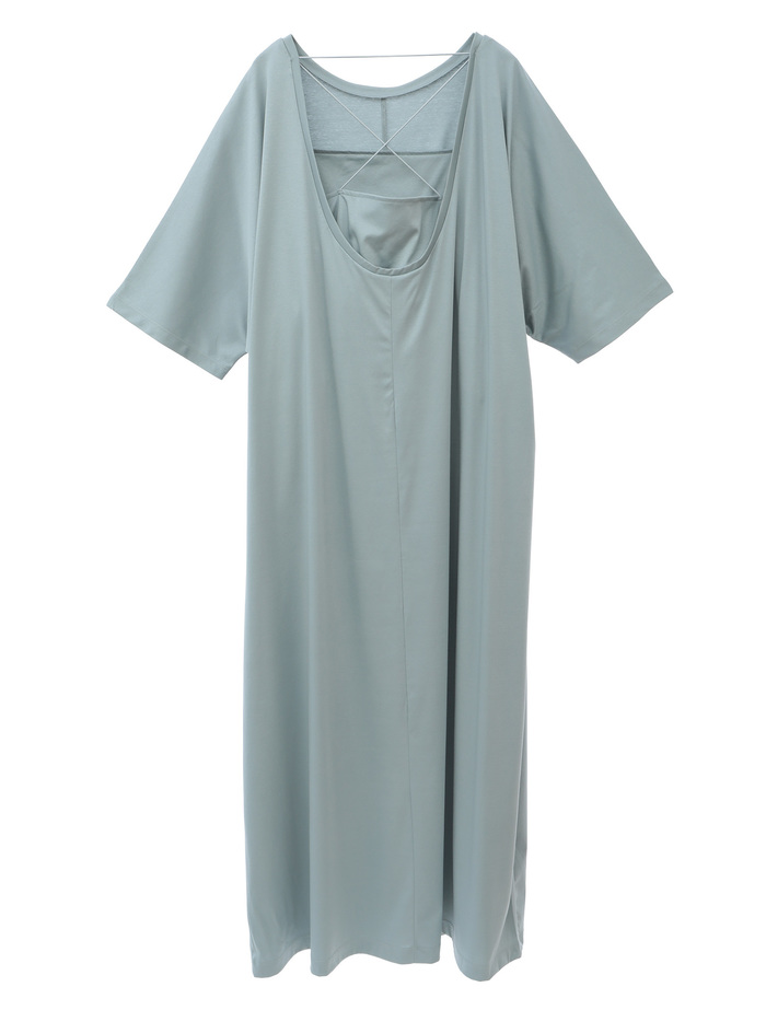 【ESLOW/エスロー】PLAIN JERSEY LAYERED DRESS 詳細画像 サックスブルー 2