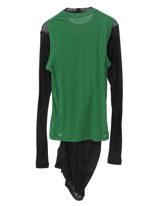 【ESLOW/エスロー】SHEERED JERSEY LAYERED LONG SLEEVE TEE