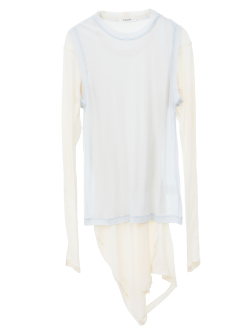 【ESLOW/エスロー】SHEERED JERSEY LAYERED LONG SLEEVE TEE