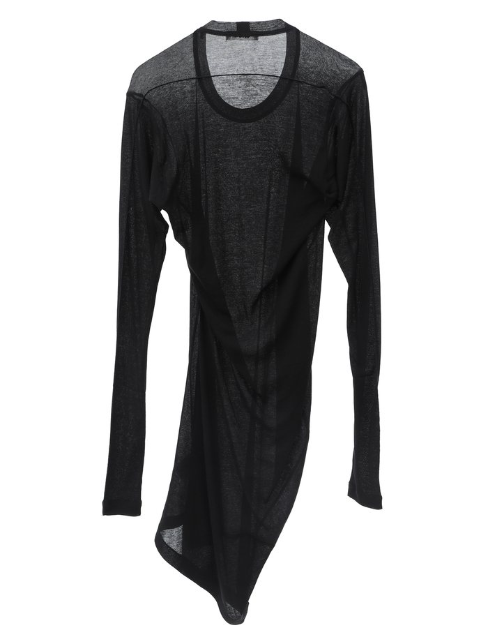 【ESLOW/エスロー】SHEERED JERSEY LAYERED LONG SLEEVE TEE 詳細画像 ブラック×グリーン 10