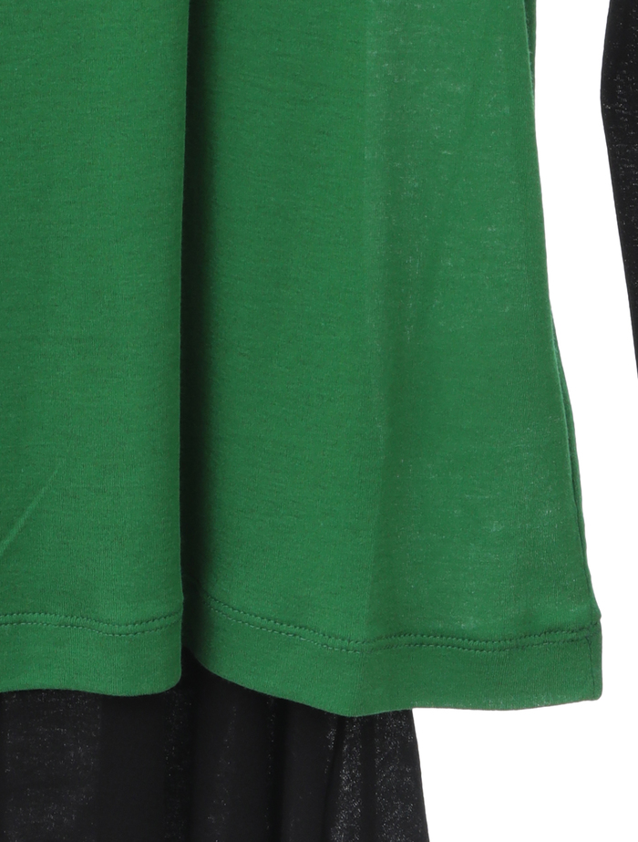 【ESLOW/エスロー】SHEERED JERSEY LAYERED LONG SLEEVE TEE 詳細画像 ブラック×グリーン 5