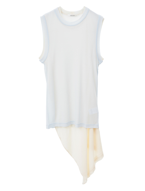 【ESLOW/エスロー】SHEERED JERSEY LAYERED TANK TOP