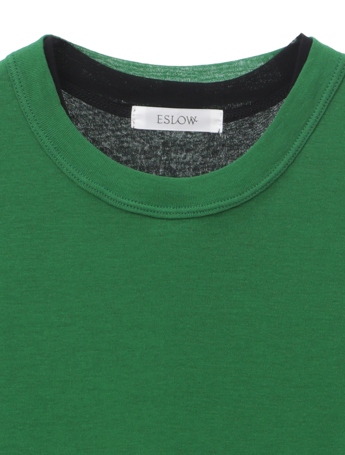【ESLOW/エスロー】SHEERED JERSEY LAYERED TANK TOP 詳細画像 ブラック×グリーン 3