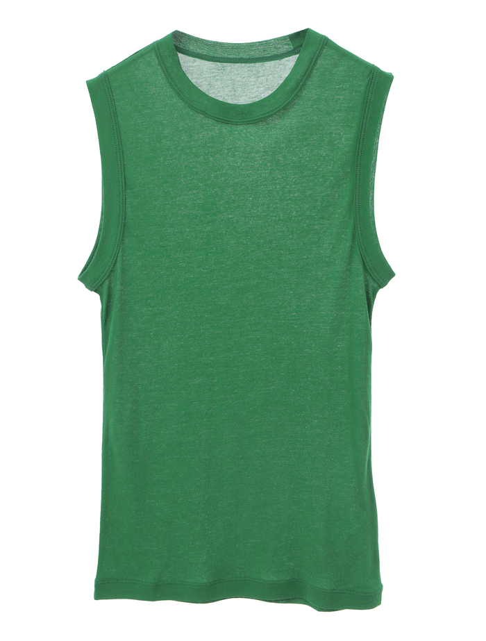 【ESLOW/エスロー】SHEERED JERSEY LAYERED TANK TOP 詳細画像 ブラック×グリーン 6