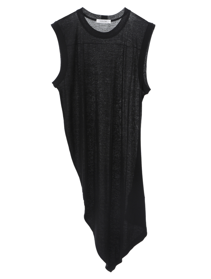 【ESLOW/エスロー】SHEERED JERSEY LAYERED TANK TOP 詳細画像 ブラック×グリーン 9