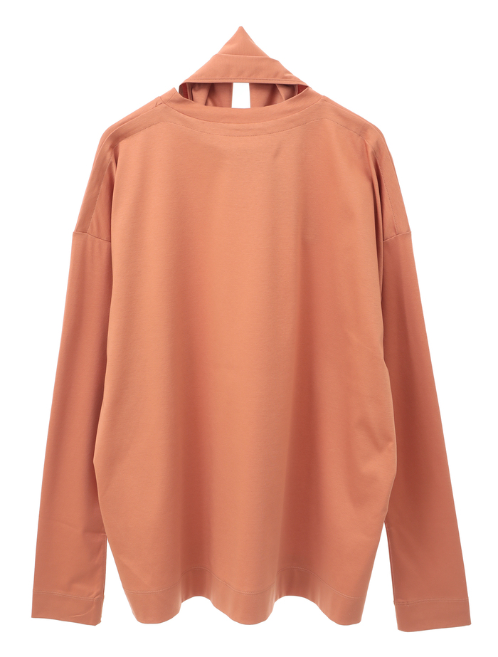 【ESLOW/エスロー】PLAIN JERSEY LONG TEE w/ SCARF 詳細画像 オレンジ 2