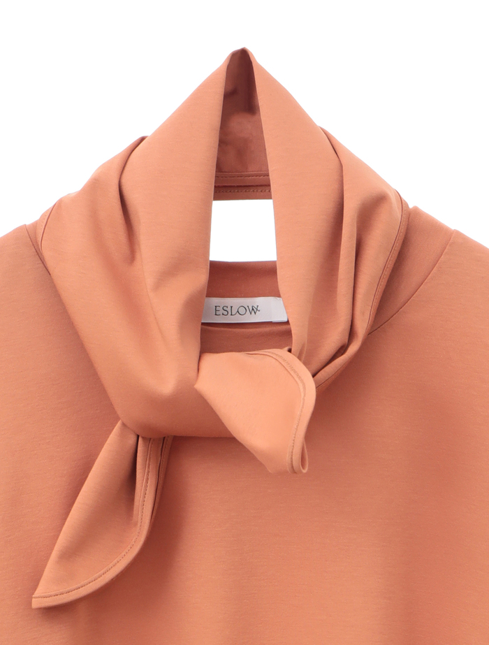 【ESLOW/エスロー】PLAIN JERSEY LONG TEE w/ SCARF 詳細画像 オレンジ 3