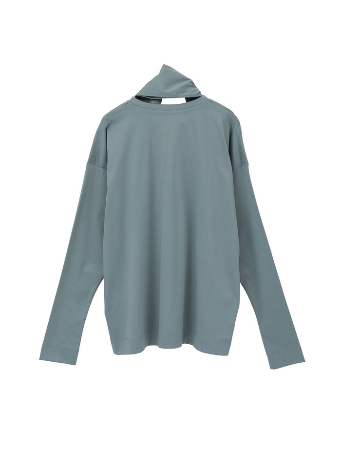 【ESLOW/エスロー】PLAIN JERSEY LONG TEE w/ SCARF 詳細画像 サックスブルー 2