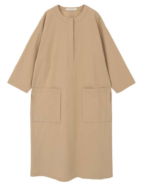 オーガニックコットンクレポンバンドカラーシャツドレス