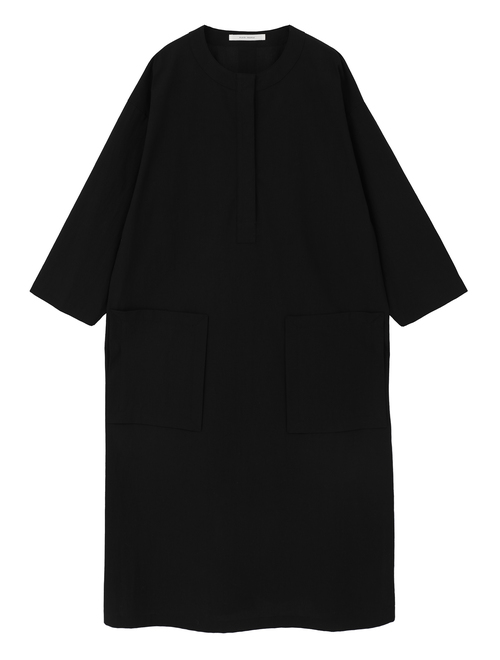 オーガニックコットンクレポンバンドカラーシャツドレス