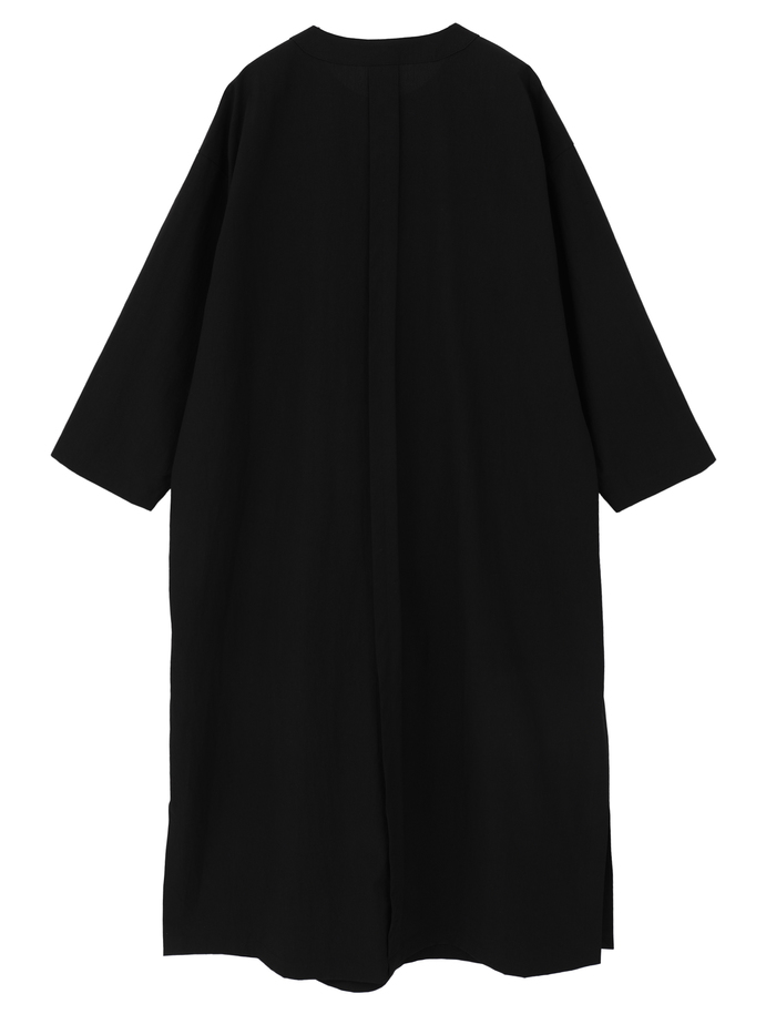 オーガニックコットンクレポンバンドカラーシャツドレス 詳細画像 ブラック 2