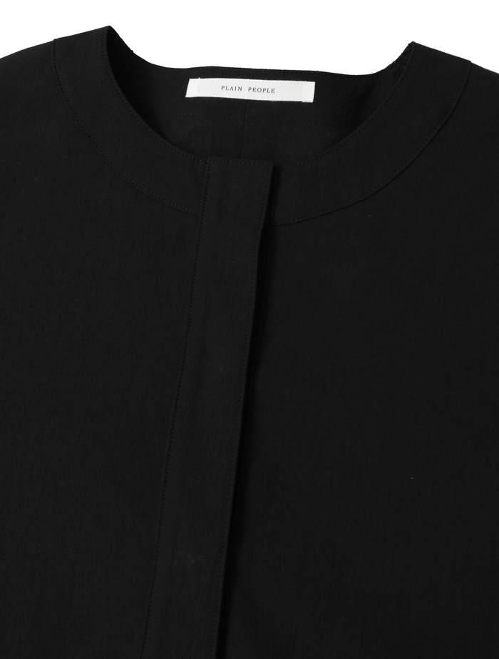 オーガニックコットンクレポンバンドカラーシャツドレス 詳細画像 ブラック 3