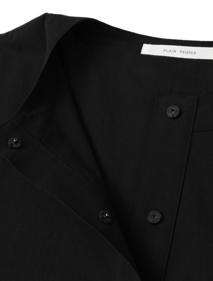 オーガニックコットンクレポンバンドカラーシャツドレス 詳細画像 ブラック 6