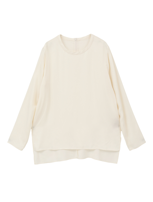 キュプラサテンクルーネックブラウス