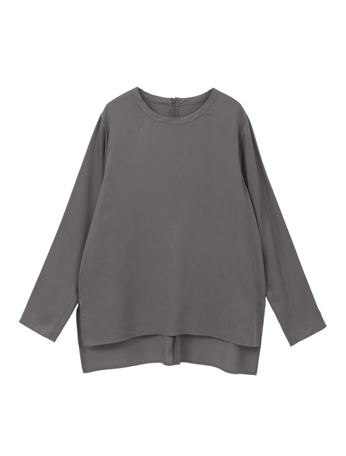 キュプラサテンクルーネックブラウス