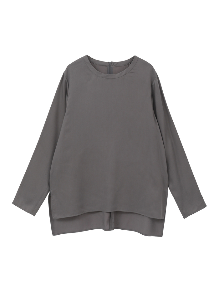 キュプラサテンクルーネックブラウス 詳細画像 グレー 1