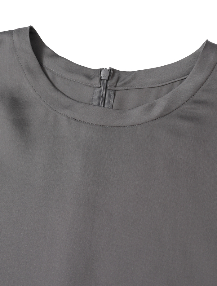 キュプラサテンクルーネックブラウス 詳細画像 グレー 6